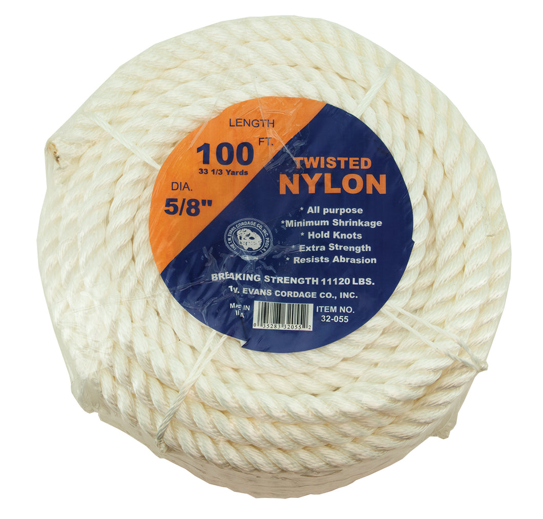 Twisted White Nylon Rope 5/8