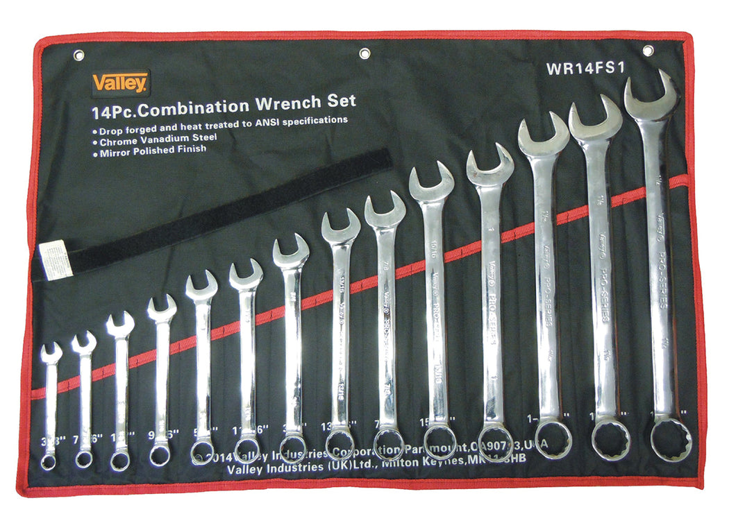 Valley 14pc SAE Combination Wrench Set with Storage Pouch